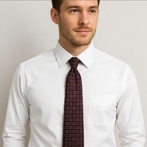 Valerio Garati Silk Tie Geometric Red Black Gold Classic Menswear Handmade